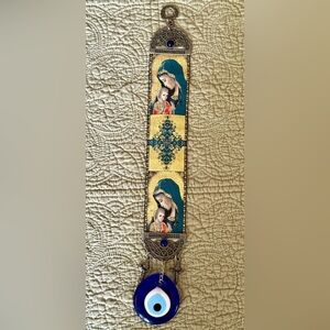 Antique Religious Madonna and Child Evil Eye Protection Art